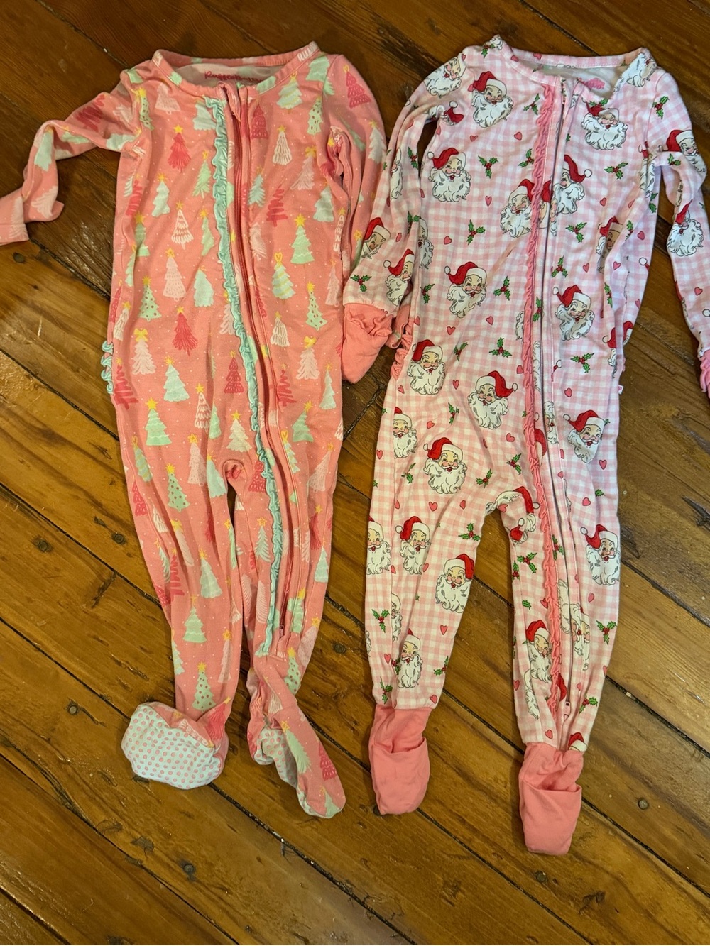 Set of 2 RuffleButts Christmas Sleepers, Size 12-18 months
